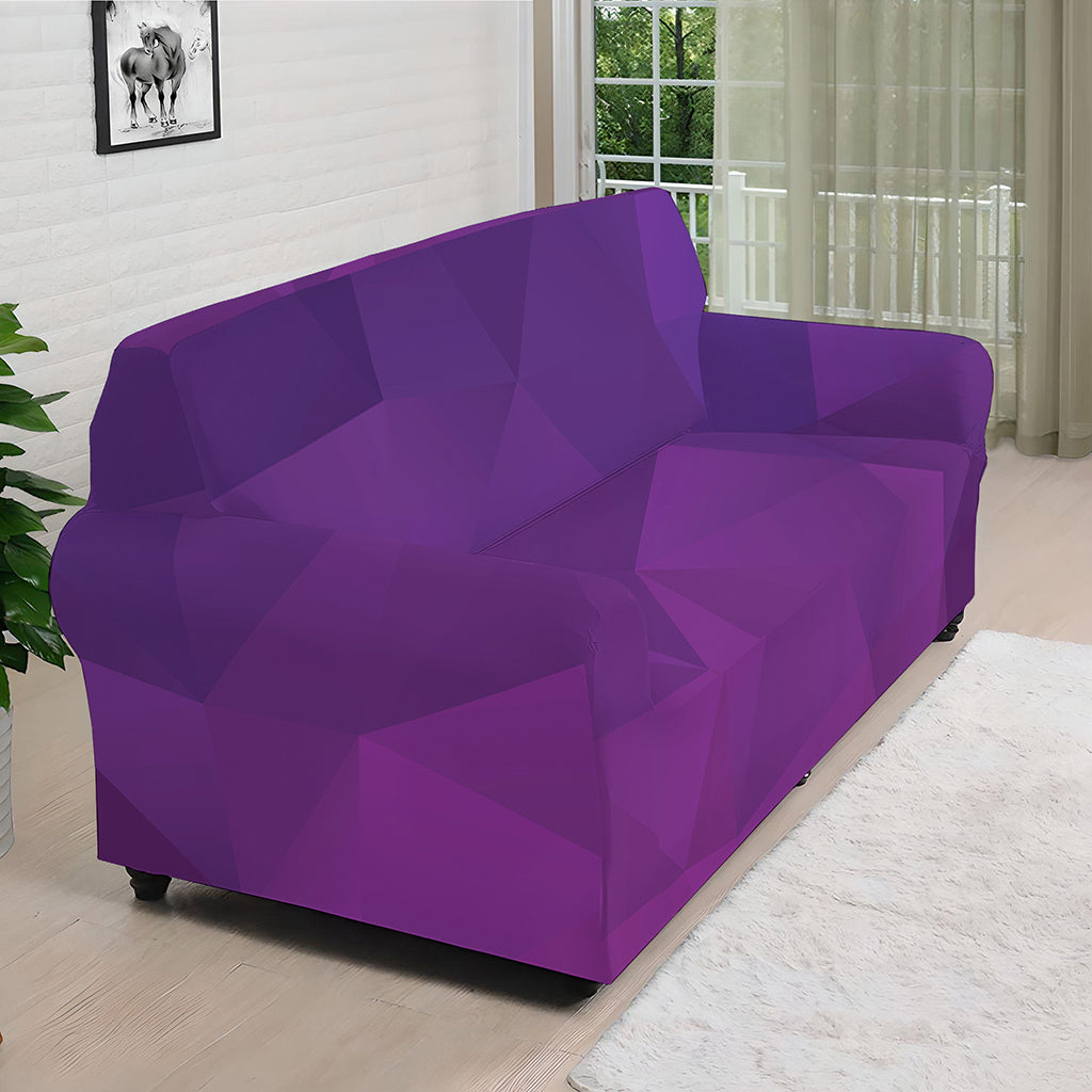 Violet Polygonal Geometric Print Sofa Cover