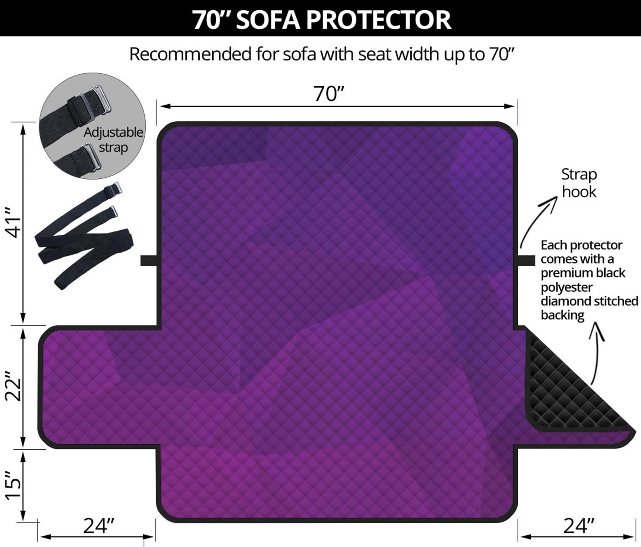 Violet Polygonal Geometric Print Sofa Protector