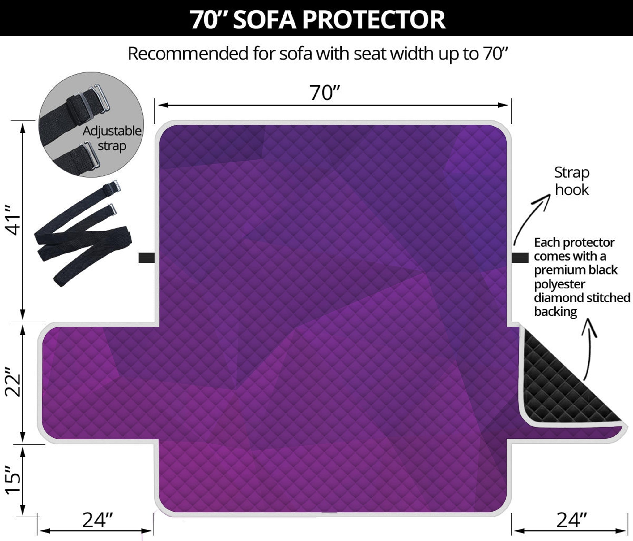 Violet Polygonal Geometric Print Sofa Protector