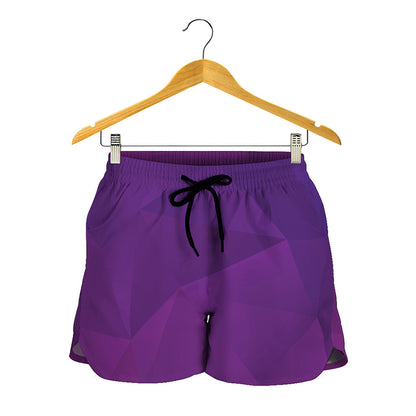 Violet Polygonal Geometric Print Women's Shorts