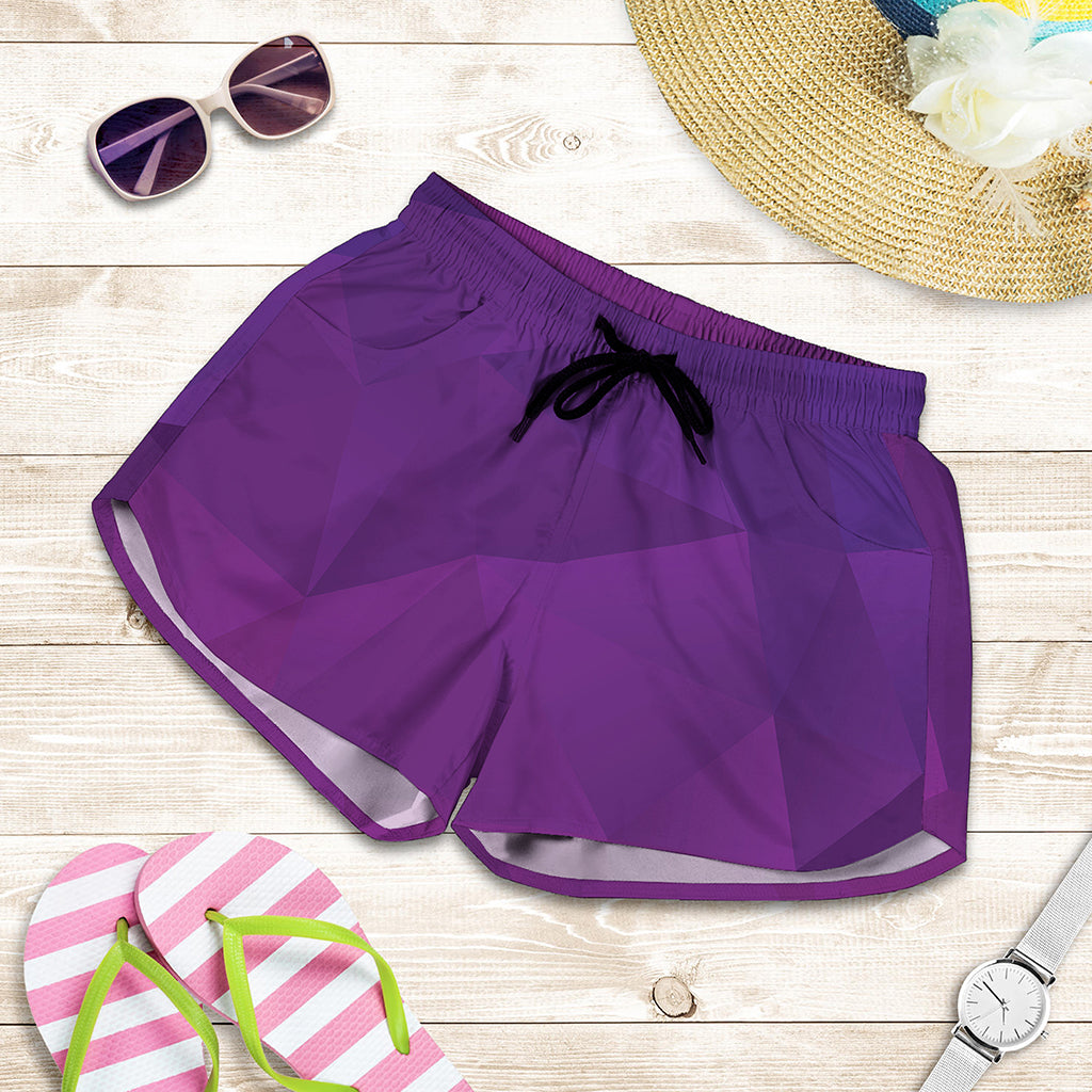 Violet Polygonal Geometric Print Women's Shorts