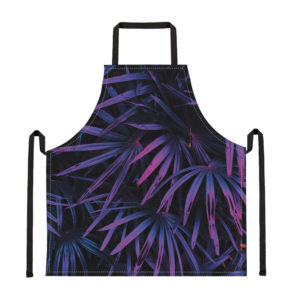 Violet Tropical Leaves Print Apron