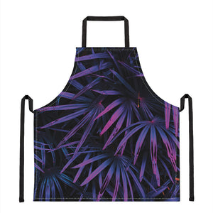 Violet Tropical Leaves Print Apron