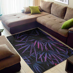 Violet Tropical Leaves Print Area Rug