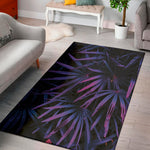 Violet Tropical Leaves Print Area Rug