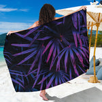Violet Tropical Leaves Print Beach Sarong Wrap