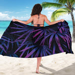 Violet Tropical Leaves Print Beach Sarong Wrap