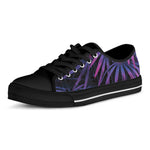 Violet Tropical Leaves Print Black Low Top Shoes