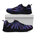 Violet Tropical Leaves Print Black Running Shoes