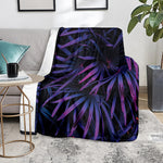 Violet Tropical Leaves Print Blanket