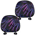 Violet Tropical Leaves Print Car Headrest Covers