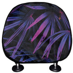 Violet Tropical Leaves Print Car Headrest Covers