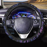Violet Tropical Leaves Print Car Steering Wheel Cover