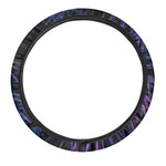 Violet Tropical Leaves Print Car Steering Wheel Cover