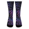Violet Tropical Leaves Print Crew Socks