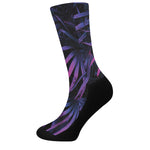 Violet Tropical Leaves Print Crew Socks