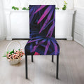 Violet Tropical Leaves Print Dining Chair Slipcover