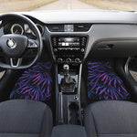 Violet Tropical Leaves Print Front and Back Car Floor Mats