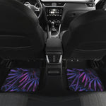 Violet Tropical Leaves Print Front and Back Car Floor Mats