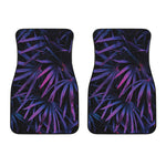 Violet Tropical Leaves Print Front Car Floor Mats