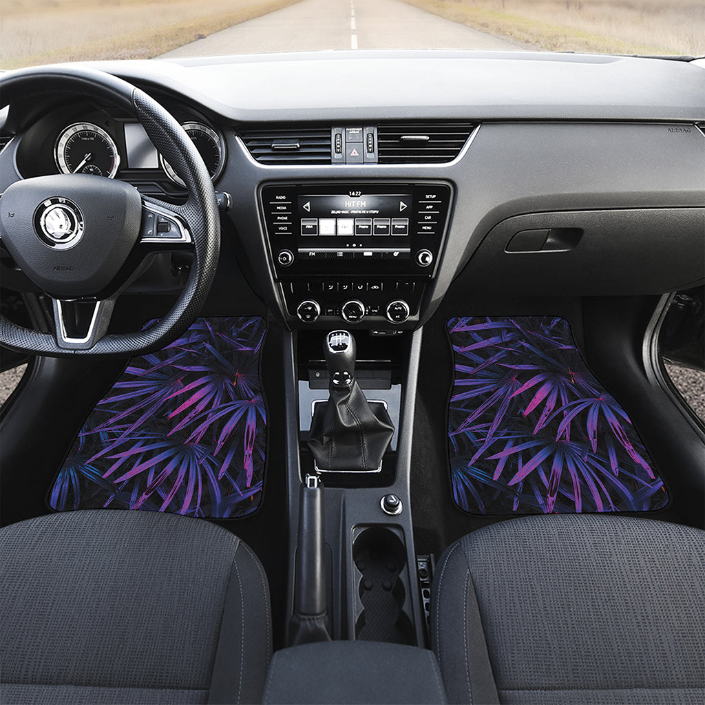 Violet Tropical Leaves Print Front Car Floor Mats