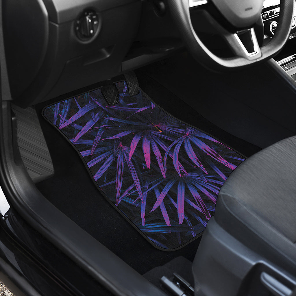 Violet Tropical Leaves Print Front Car Floor Mats