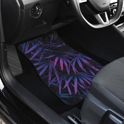 Violet Tropical Leaves Print Front Car Floor Mats