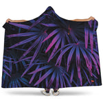 Violet Tropical Leaves Print Hooded Blanket