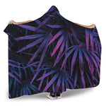 Violet Tropical Leaves Print Hooded Blanket