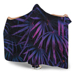 Violet Tropical Leaves Print Hooded Blanket