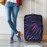 Violet Tropical Leaves Print Luggage Cover