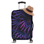 Violet Tropical Leaves Print Luggage Cover