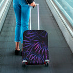 Violet Tropical Leaves Print Luggage Cover