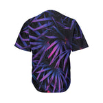 Violet Tropical Leaves Print Men's Baseball Jersey