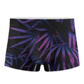 Violet Tropical Leaves Print Men's Boxer Briefs