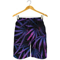 Violet Tropical Leaves Print Men's Shorts