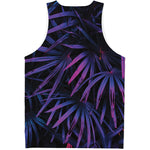 Violet Tropical Leaves Print Men's Tank Top