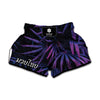 Violet Tropical Leaves Print Muay Thai Boxing Shorts