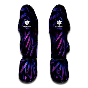 Violet Tropical Leaves Print Muay Thai Shin Guard