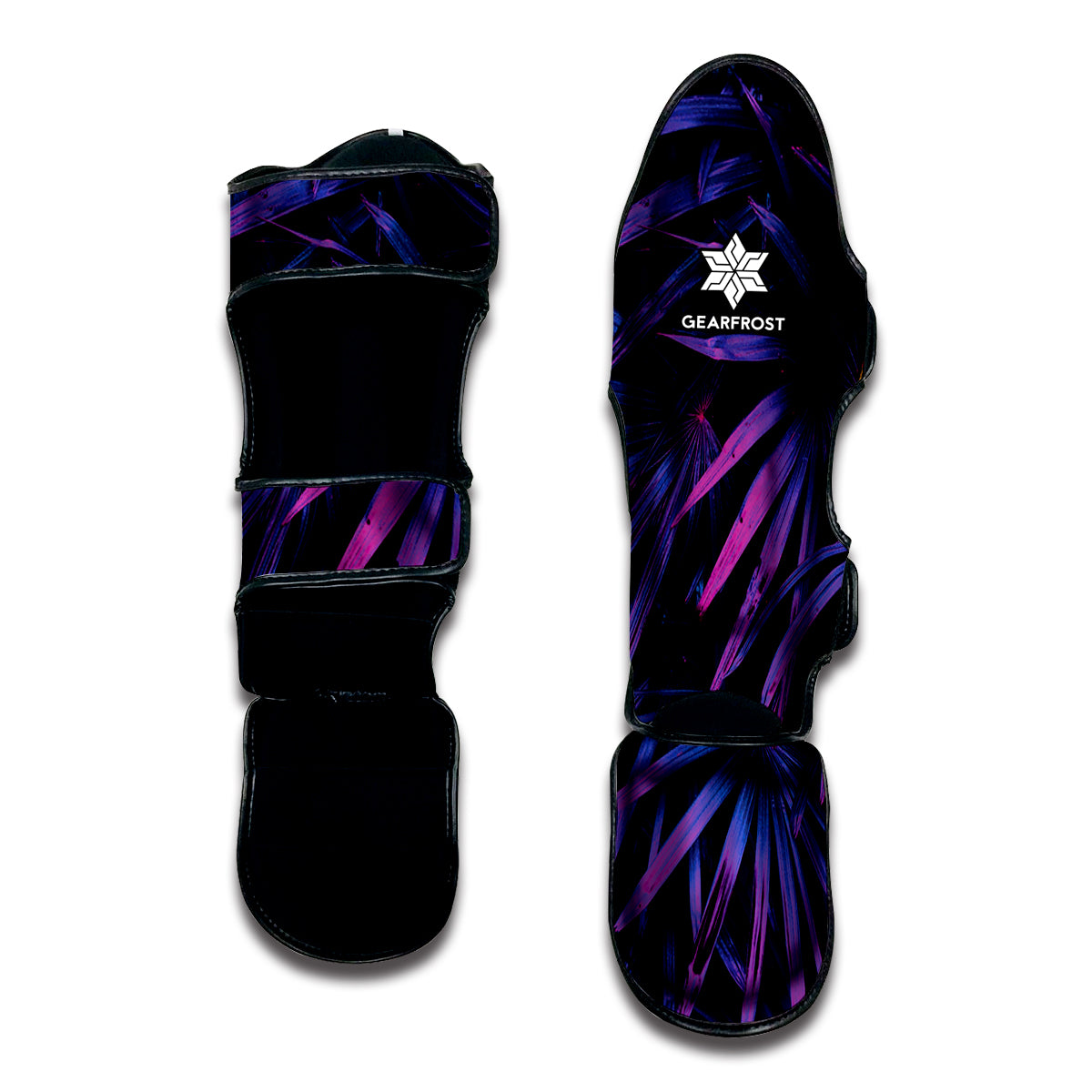 Violet Tropical Leaves Print Muay Thai Shin Guard