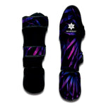 Violet Tropical Leaves Print Muay Thai Shin Guard