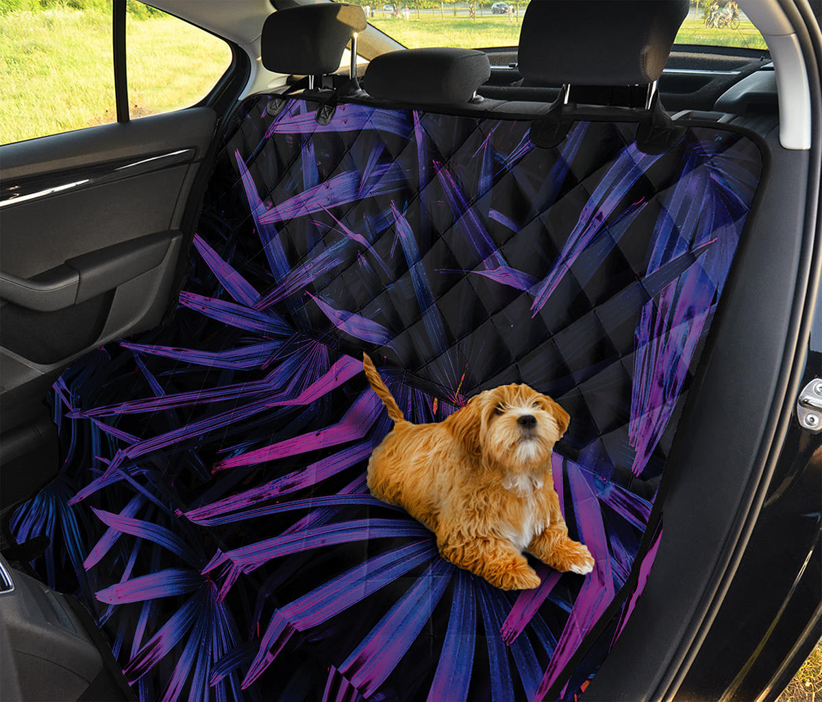 Violet Tropical Leaves Print Pet Car Back Seat Cover