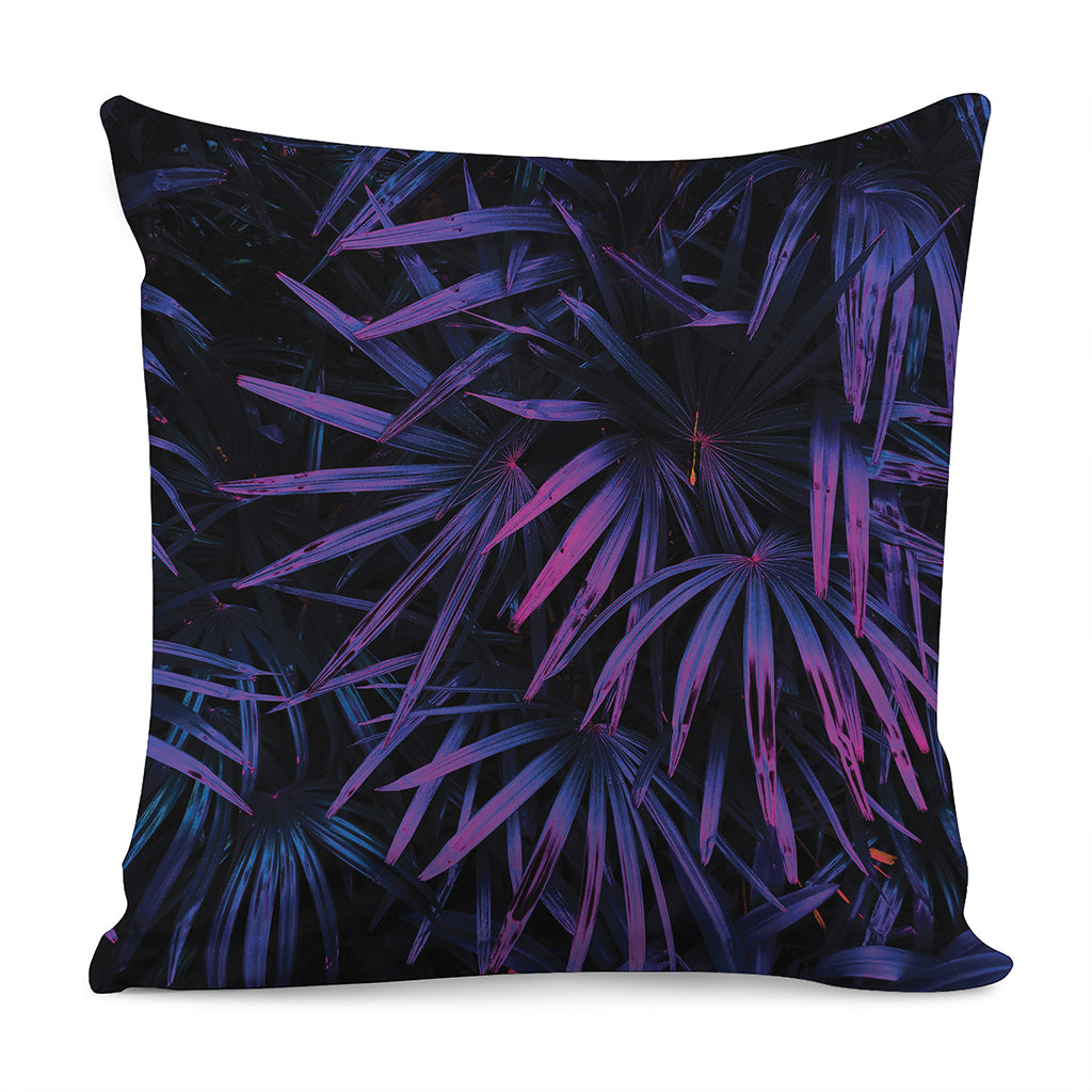 Violet Tropical Leaves Print Pillow Cover