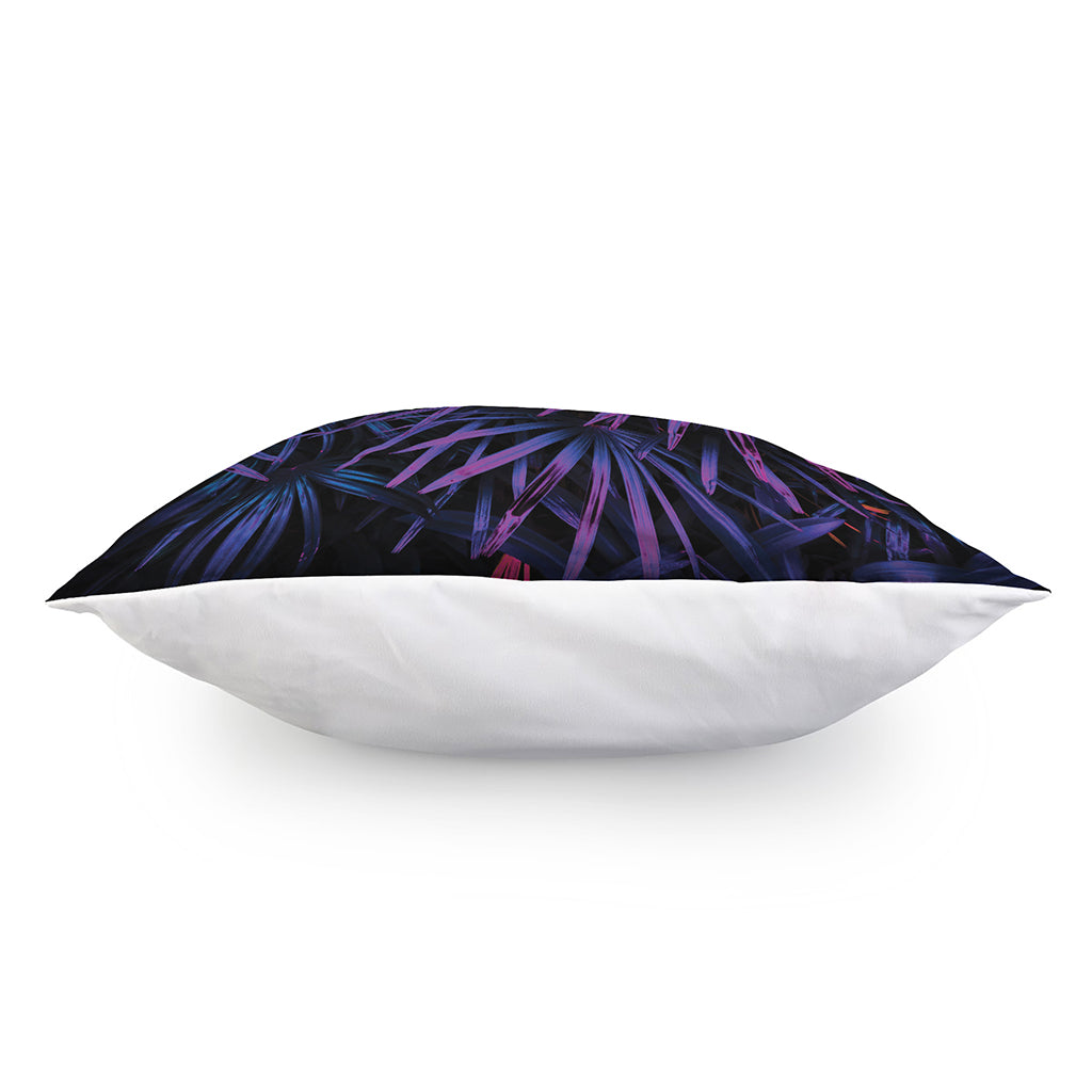 Violet Tropical Leaves Print Pillow Cover