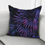 Violet Tropical Leaves Print Pillow Cover