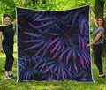 Violet Tropical Leaves Print Quilt