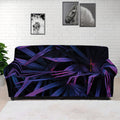 Violet Tropical Leaves Print Sofa Cover
