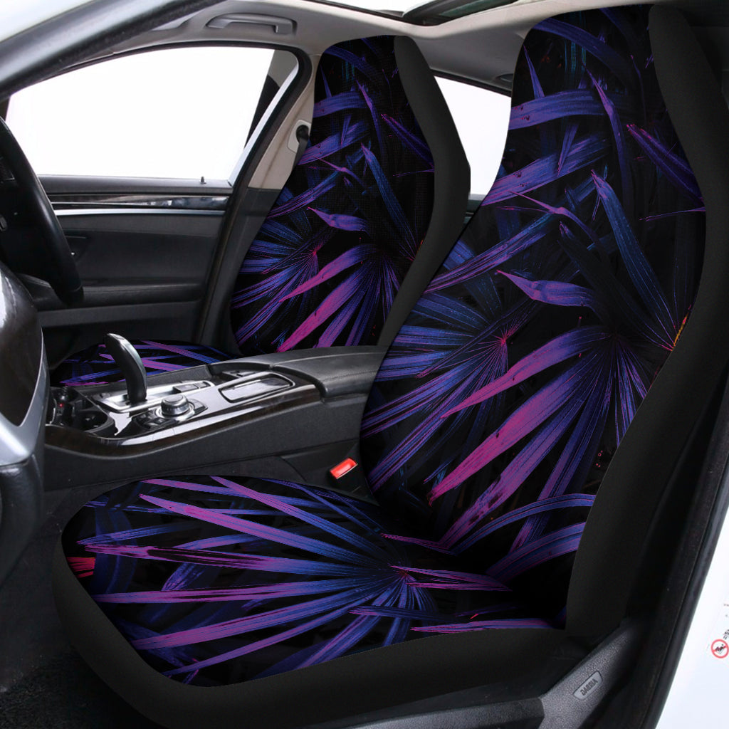Violet Tropical Leaves Print Universal Fit Car Seat Covers