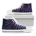 Violet Tropical Leaves Print White High Top Sneakers