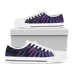 Violet Tropical Leaves Print White Low Top Shoes